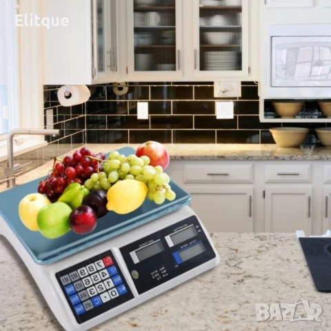 Кухненска везна с калкулатор, 40 кг., LCD екран, водоустойчива платформа