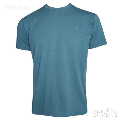 Памучна тениска в синьо-зелен цвят (003), снимка 1 - Тениски - 45450341