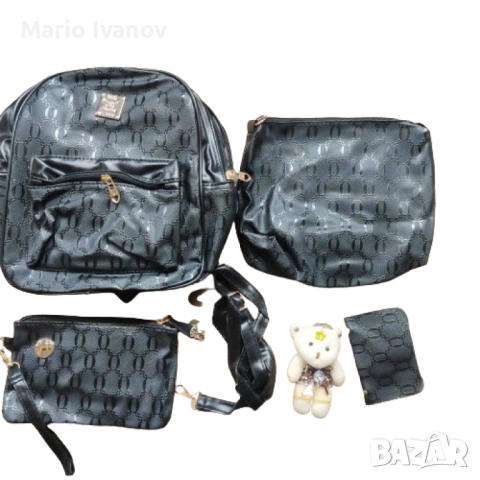 Комплект раница и 3 чантички / Цвят: Черен, снимка 12 - Раници - 53424107