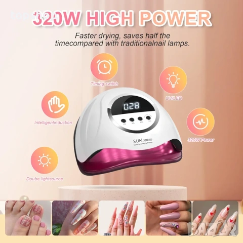 Професионална 320W UV LED Лампа за маникюр – Бързо съхнене, 72 диода , снимка 2 - Други - 53390168
