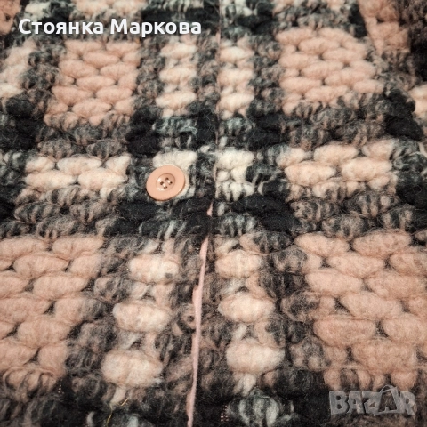 Красиво палто тип плетка в розово, снимка 4 - Палта, манта - 51616087