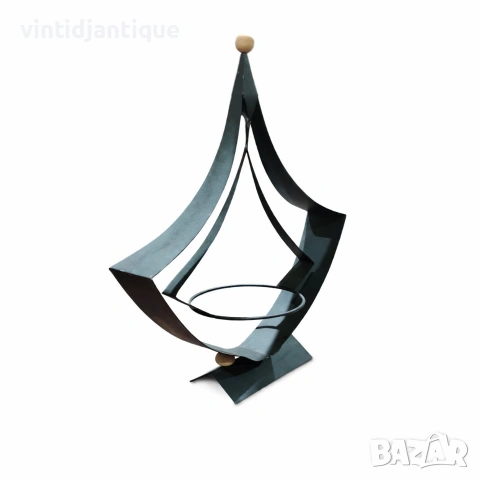 Ретро люлееща се стойка за растения от ковано желязо, снимка 2 - Вази - 54084018