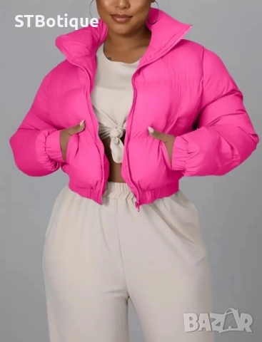 💖 Зимно Дамско Леко Розово Късо Яке –стилно и комфортно | STBoutique, снимка 4 - Якета - 51980951