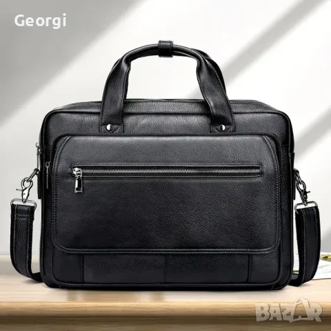 Класическа Мъжка Бизнес чанта (куфарче за лаптоп 16”) Естествена кожа!, снимка 2 - Чанти - 49293945