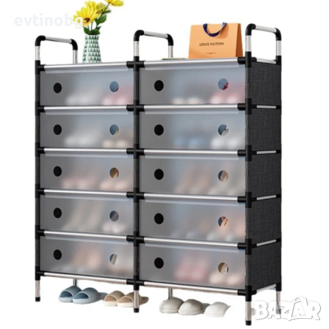 Многоетажен шкаф за обувки с прозоречни врати и голям капацитет, снимка 6 - Шкафове - 53809270