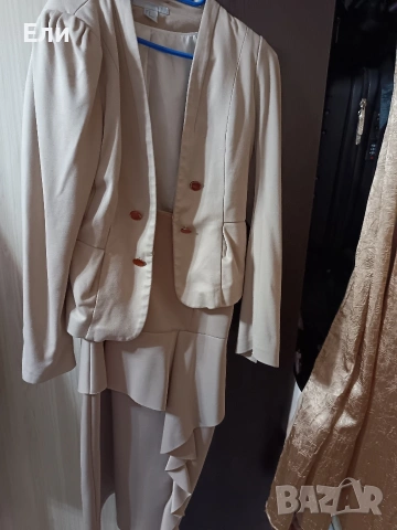 Рокля и сако в бежово, снимка 2 - Сака - 53057057