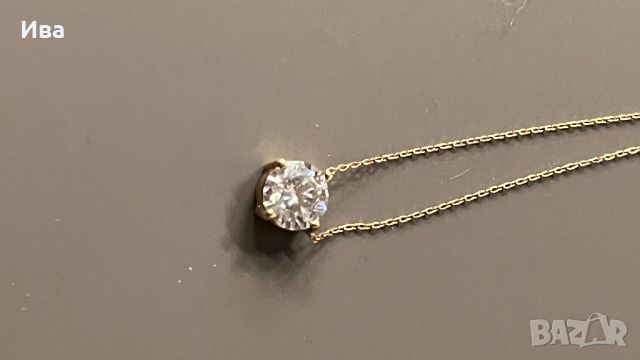 Колие с диамант - злато 14К / 1 carat, снимка 3 - Колиета, медальони, синджири - 45974147