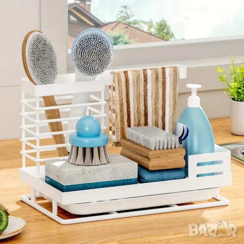 Метални органайзер за мивка и диспансер за течен сапун 