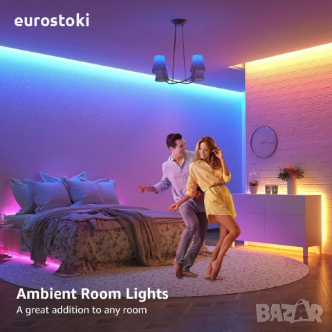 Lepro Самозалепваща се RGB LED лента 20 м (2 x 10 метра), 5050 SMD 600 бр, 12 V, с 44 бутона дистанц, снимка 3 - Лед осветление - 51840637