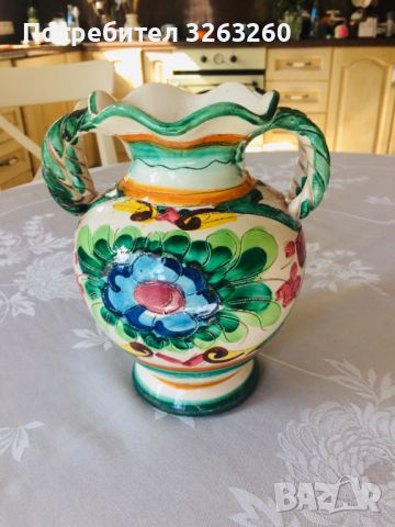 Красива винтидж ретро италианска ваза майолика, снимка 2 - Вази - 45491973