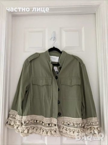 Дамско зелено памучно якенце Zara, снимка 18 - Якета - 54176839