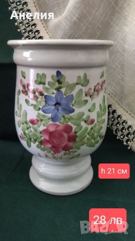 Двуцветна керамична ваза , снимка 1 - Вази - 46146336