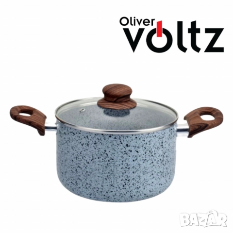 Тенджера Voltz Siena, Дълбока, Мраморно каменно керамично покритие, Светло сив, снимка 2 - Съдове за готвене - 52138249