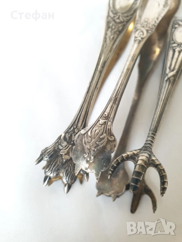 Посребрени щипки, снимка 5 - Антикварни и старинни предмети - 52488358
