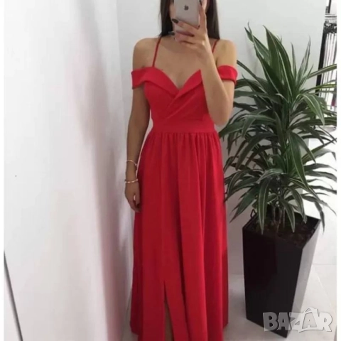 официални рокли с паднали рамене и цепка , снимка 9 - Рокли - 51599744