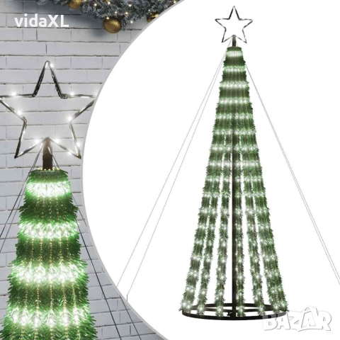 vidaXL Коледна елха светещ конус 275 LED студено бяло 180 см(SKU:358065)