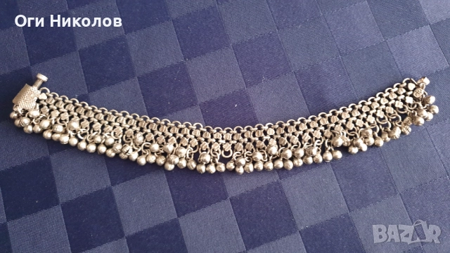 Посребрена старинна гривна за глезен -1 с надеждно закопчаване