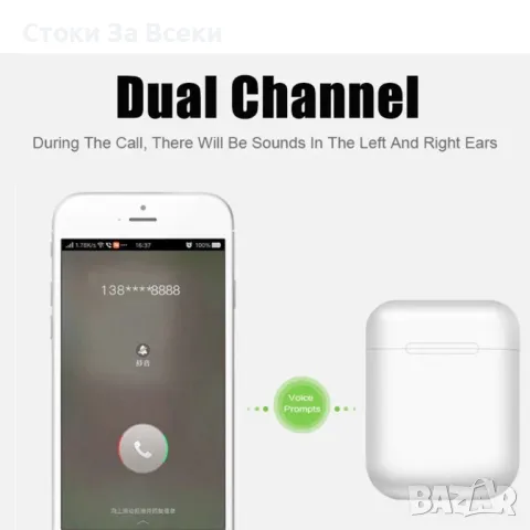 Безжични слушалки съвместими с функция за контрол чрез докосване i12 TWS, снимка 3 - Bluetooth слушалки - 48987674