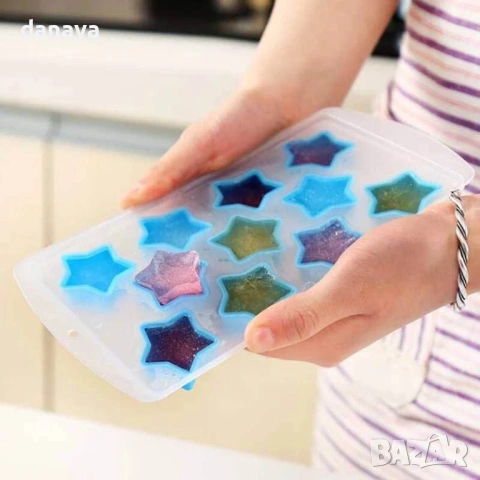 6393 Форма за лед със силиконово дъно Плодове и звездички, снимка 4 - Форми - 53346671
