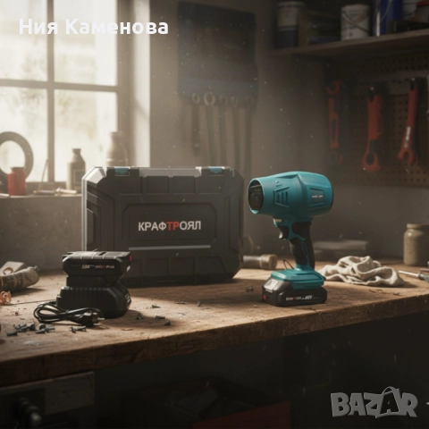 Акумулаторна турбо духалка 36V – Мощен въздушен пистолет с 2 батерии 8Ah и куфар, снимка 2 - Куфари с инструменти - 52775462