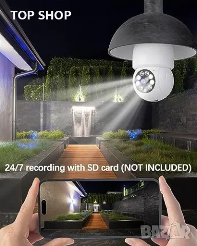 Нова Безжична - 4MP камера в крушка, 2.5K CCTV Сигурност Дом Охрана Наблюдение, снимка 6 - Камери - 49638598