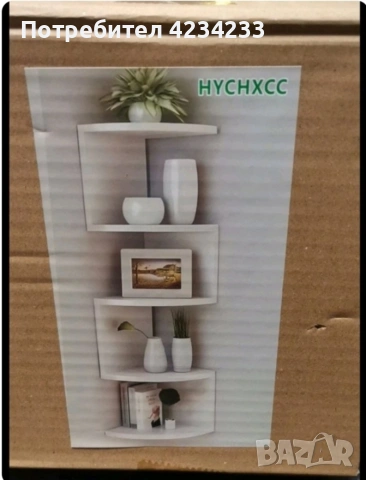Ъглова етажерка за съхранение с 5 рафта , снимка 3 - Етажерки - 53689992