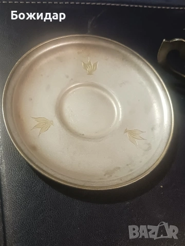 Посребрена Чашка и чинийка за кафе.СССР., снимка 3 - Чаши - 53867561