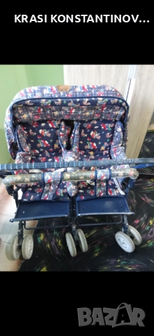 Количка за близнаци, поръчкова изработка, запазена,широка и удобна 