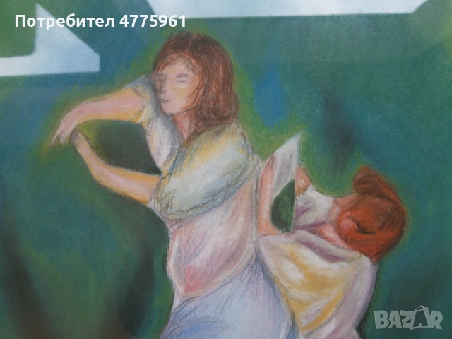 Уникален пастел 53х62с., снимка 3 - Картини - 54243396