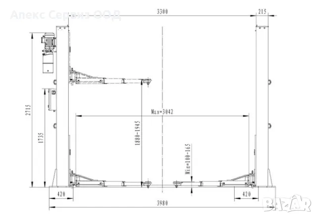 Двуколонен подемник с долна синхронизация модел OSAKA L-2-55D+ , 5.5т, с ел. контри, снимка 2 - Подемници - 33915678