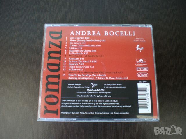 Andrea Bocelli – Romanza 1996 CD, Compilation, снимка 3 - CD дискове - 43007710