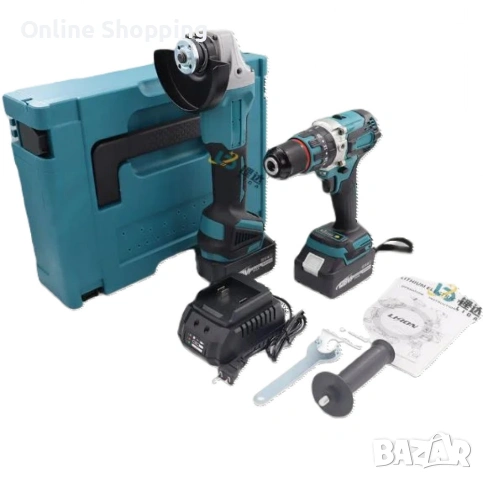 Комплект 2в1 акумулаторен ъглошлайф и винтоверт 36V 8Ah