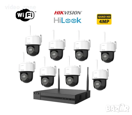 8 канален WiFi Комплект HIKVISION с 8 IP WIFI Kамери PTZ 4Mp и WIFI NVR