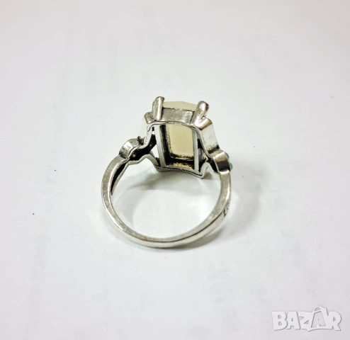 Пръстен с циркони, полирано сребро, снимка 5 - Пръстени - 39039255