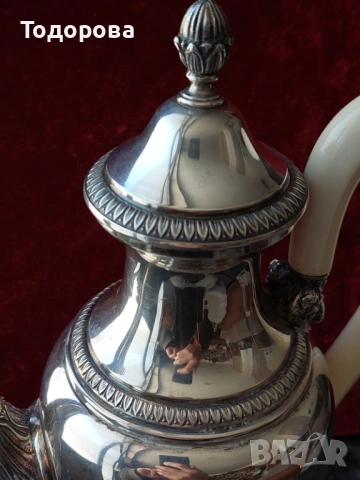 Сребърна кана за вода,чай,кафе,вино,ракия,среро 800,вместимост 1 литър,дръжка слонова кост., снимка 8 - Сервизи - 53707323