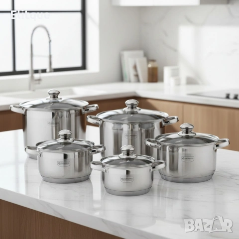 Комплект 10 части Edenberg EB-4009 от неръждаема стомана - равномерно и бързо готвене, снимка 5 - Други - 53389279