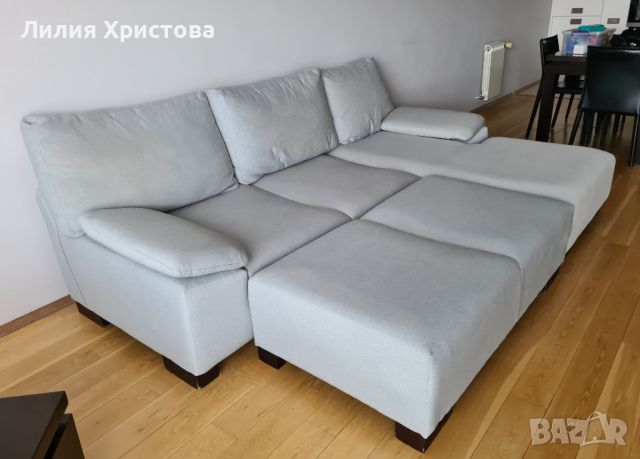 Ъглов диван с табуретка, снимка 7 - Дивани и мека мебел - 45483898