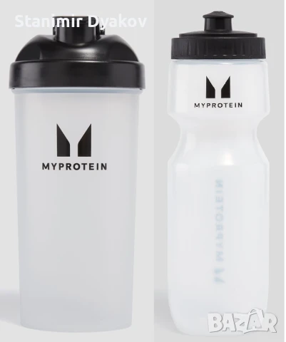 Myprotein Пластмасов шейкър + Спортна бутилка за вода- прозрачен/черен 