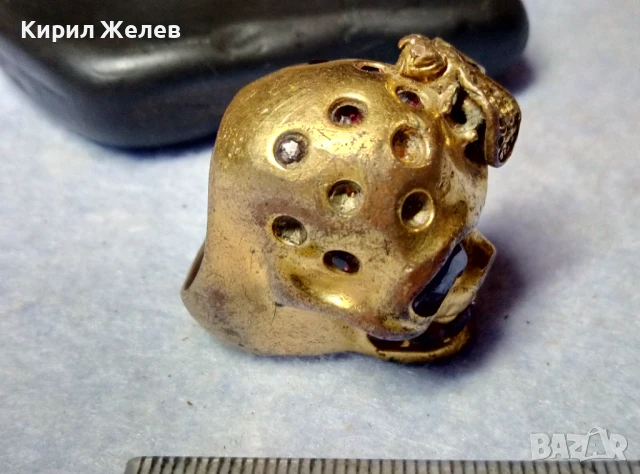 СТАР НЕО ГОТИК СТИЛ ПОЗЛАТЕН МЕДЕН ПРЪСТЕН ИНКРУСТИРАН с КАМЪНИ АМЕТИСТ и ЕМАЙЛ 40404, снимка 14 - Антикварни и старинни предмети - 51255525