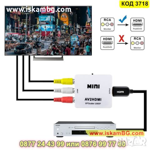 Аудио и видео конвертор AV към HDMI - КОД 3718, снимка 9 - Друга електроника - 45355089