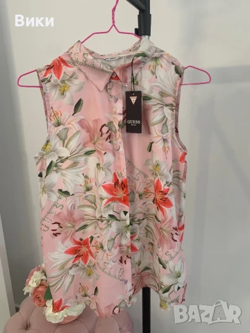 Риза Guess нова с етикет за 16г, но е подходяща и за XS и S, снимка 3 - Ризи - 50593762