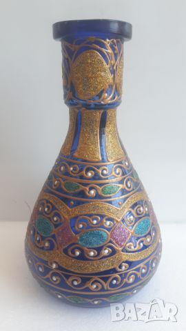Стъклена красива ваза с орнаменти, снимка 3 - Вази - 45082537