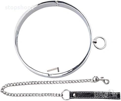Метална огърлица с О-пръстен/колие с верижка за врата, комплект за обвързване, робски фетиш, косплей, снимка 4 - Колиета, медальони, синджири - 53862932