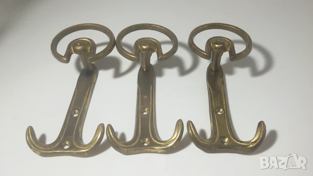 Лот 3 месингови закачалки за дрехи, снимка 8 - Закачалки - 51424834