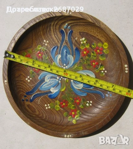 Дървени купа копанка скандинавска, с цветя и чиния, дървена декорация, , снимка 18 - Антикварни и старинни предмети - 35524912