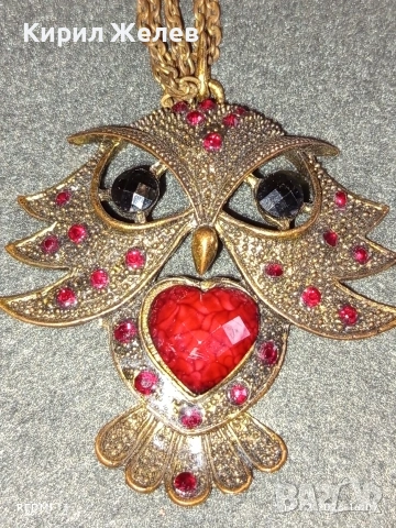 Колие с висулка БУХАЛ с ювелирно инкрустирани кристали и камъни 41567, снимка 3 - Колиета, медальони, синджири - 53476531