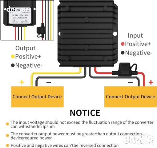 X-THLY 24V до 12V понижаващ трансформатор (24T12-20A), снимка 7 - Друга електроника - 46641825