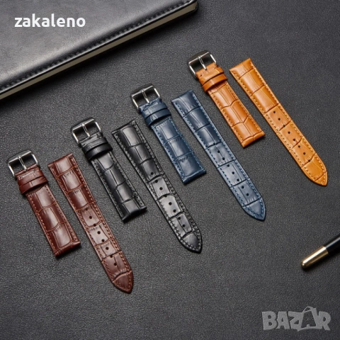 GL08 Кожена каишка за Apple Huawei Samsung Galaxy Watch Xiaomi Garmin, снимка 2 - Резервни части за телефони - 53196413