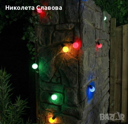 Гирлянд от цветни LED крушки – 5 метра, снимка 4 - Други - 51528566