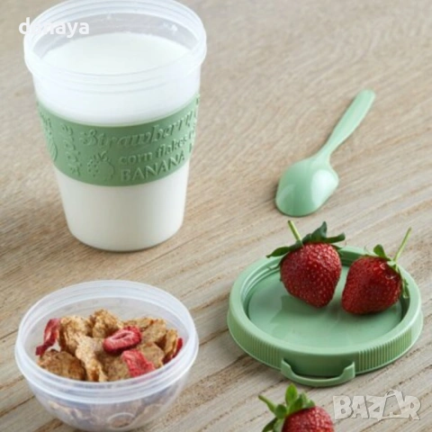 3745 Чаша за мюсли с лъжичка, BPA FREE, 600 ml, снимка 10 - Кутии за храна - 53764142